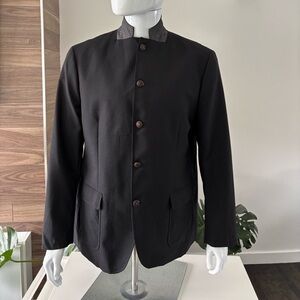 John Varvatos U.S.A Jacket Military Blazer 100% Wool Black Sz 44R Authentic